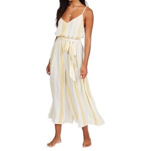 Billabong Shake It Again Yellow/White Striped Jumpsuit
